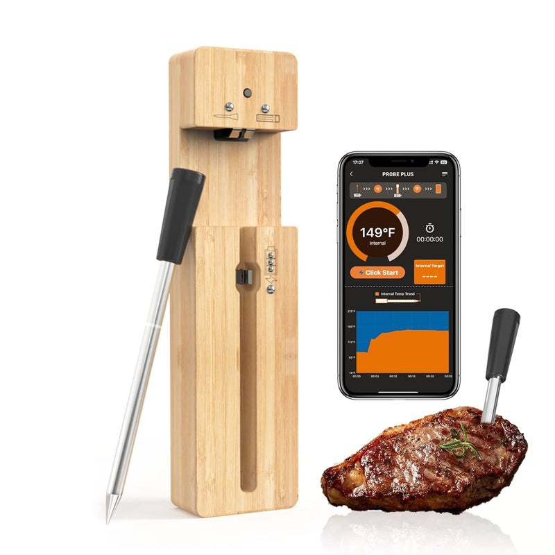 Newise Bluetooth Wireless Meat Thermometer with Smart APP, Long Range & Fast Charge, Digital Food Thermometer for Grill, Oven, Smoker, Christmas Perfect Gifts for Men Dad - Image 1